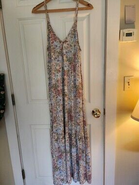 Blakely Floral Maxi Dress L/Xl Pink Feminine Romantic Cottage Beach Whimsy Boho